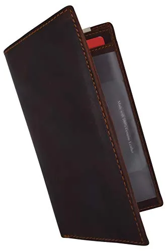 Leather Long Wallets for Men - RFID Blocking Brown Mens Long Wallet & Checkbook Wallet for Men - Rustic Mens Long Wallet