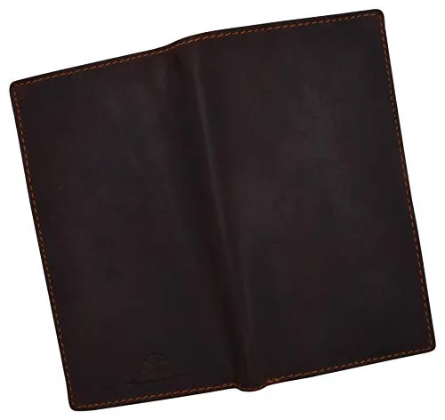 Leather Long Wallets for Men - RFID Blocking Brown Mens Long Wallet & Checkbook Wallet for Men - Rustic Mens Long Wallet