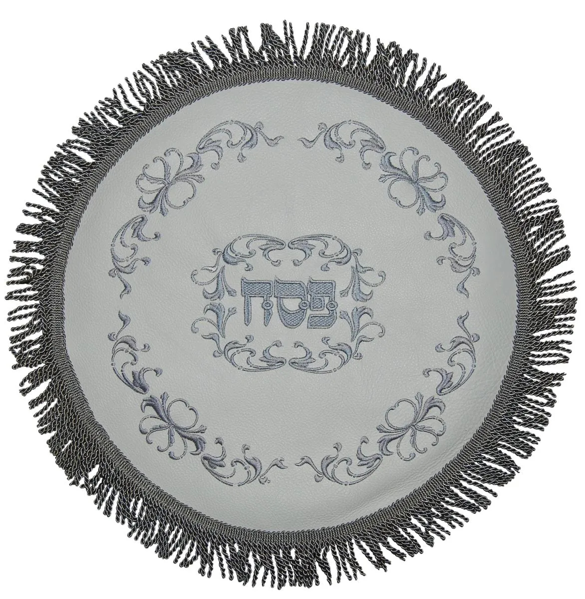 Leather Matzah Cover with Full swirl Frame MA135-WH