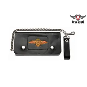 Leather Wallet With Motorcycle & Wings