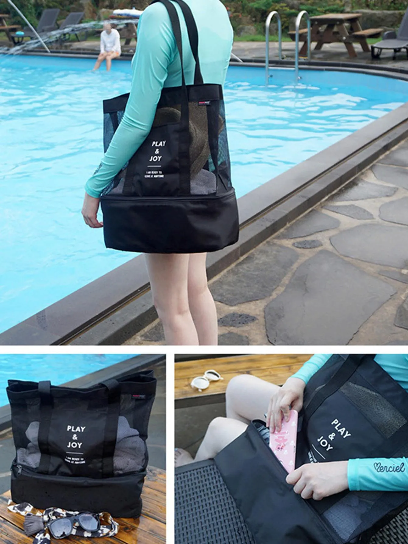 Letter Graphic Polyamide High-capacity Surfing Swimming Bag