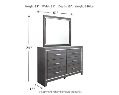 Lodanna King Panel Bed with 2 Storage Drawers with Mirrored Dresser and Nightstand