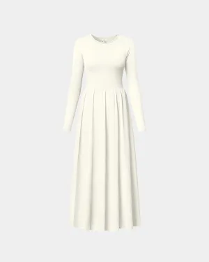 Long Sleeve Ribbed Crew Neck Casual Long Dresses