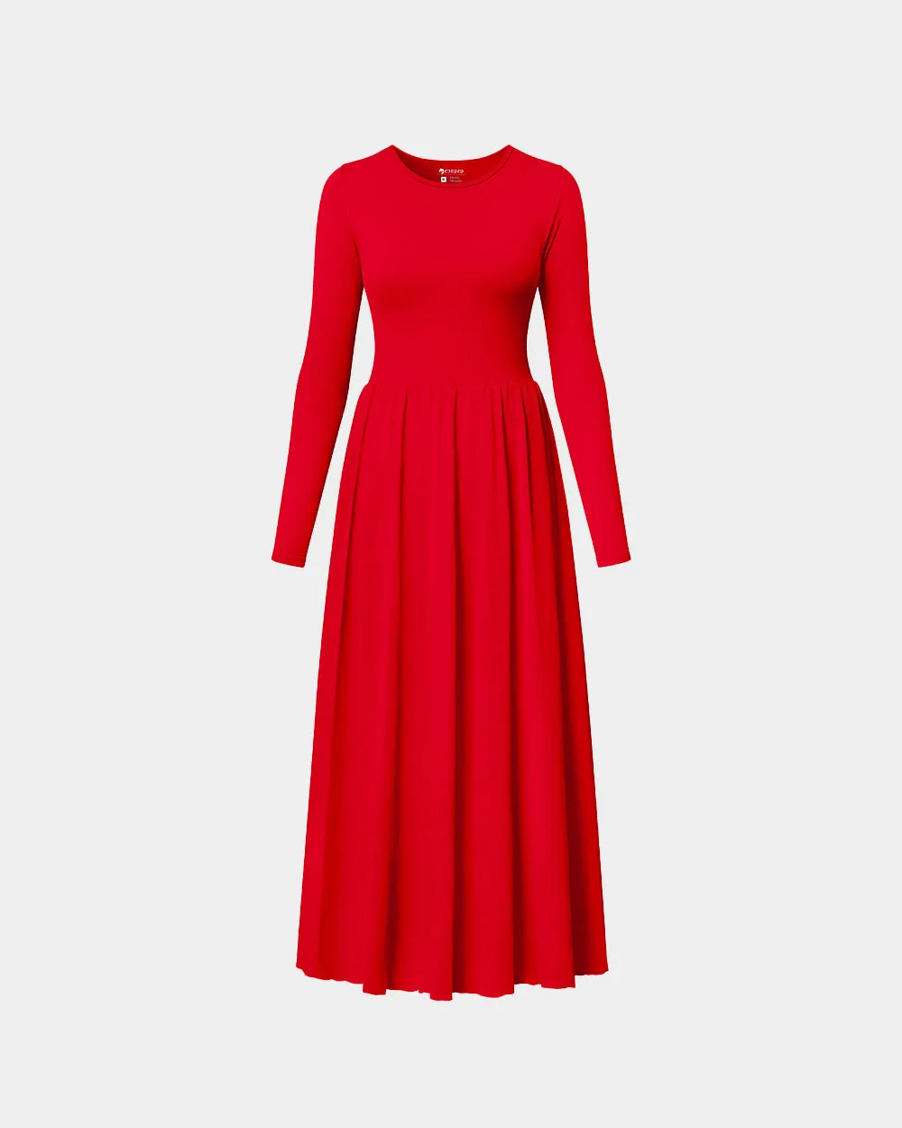 Long Sleeve Ribbed Crew Neck Casual Long Dresses