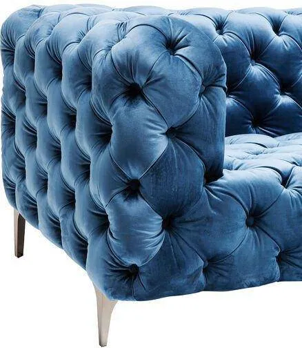 Look Blue Velvet 2 Seater Sofa