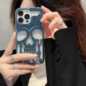 Luxury 3D Skull Metallic Glossy Gothic Phone Case compatible wit Apple