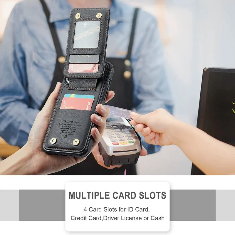 Magnetic Vertical Flip Wallet Leather Phone Case with Card Holder For iPhone