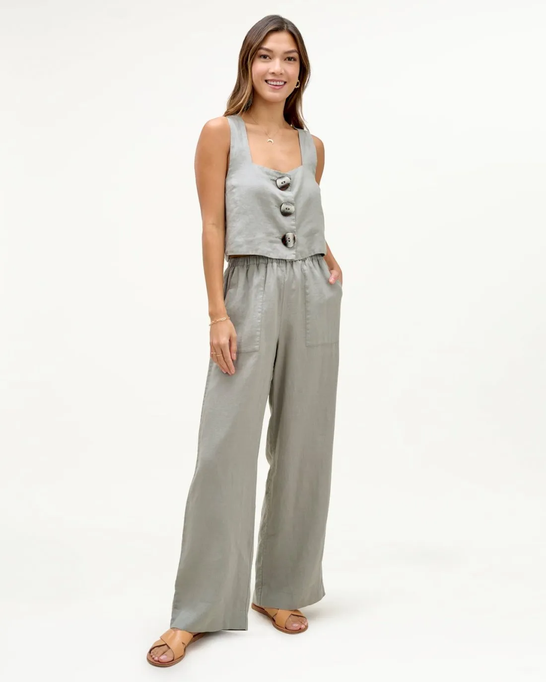 Mary Lawless Lee x Splendid Linen Wide Leg Pant