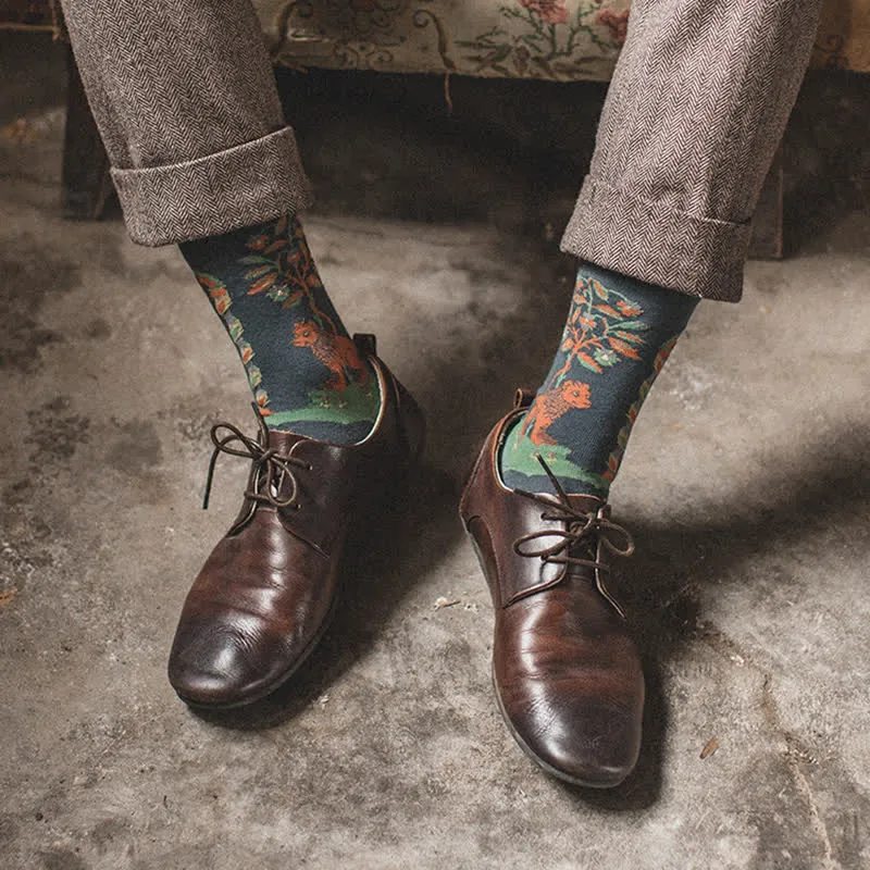 Men's Artistic Forest Oil Painting Crew Socks