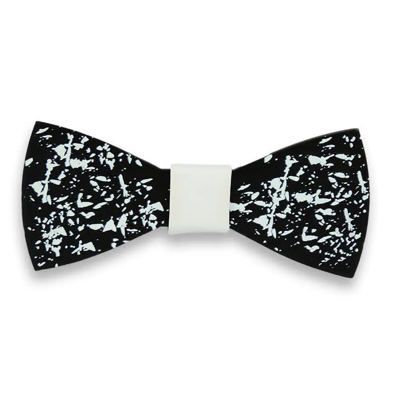 Men's Artistic Paint Splatter Wooden Bow Tie