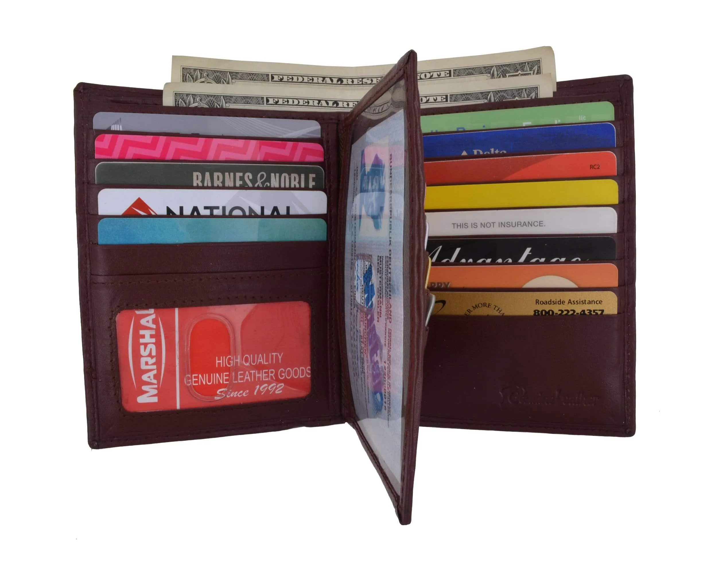 Men's Hipster Bifold Genuine Leather Multi-Card ID Holder European Wallet