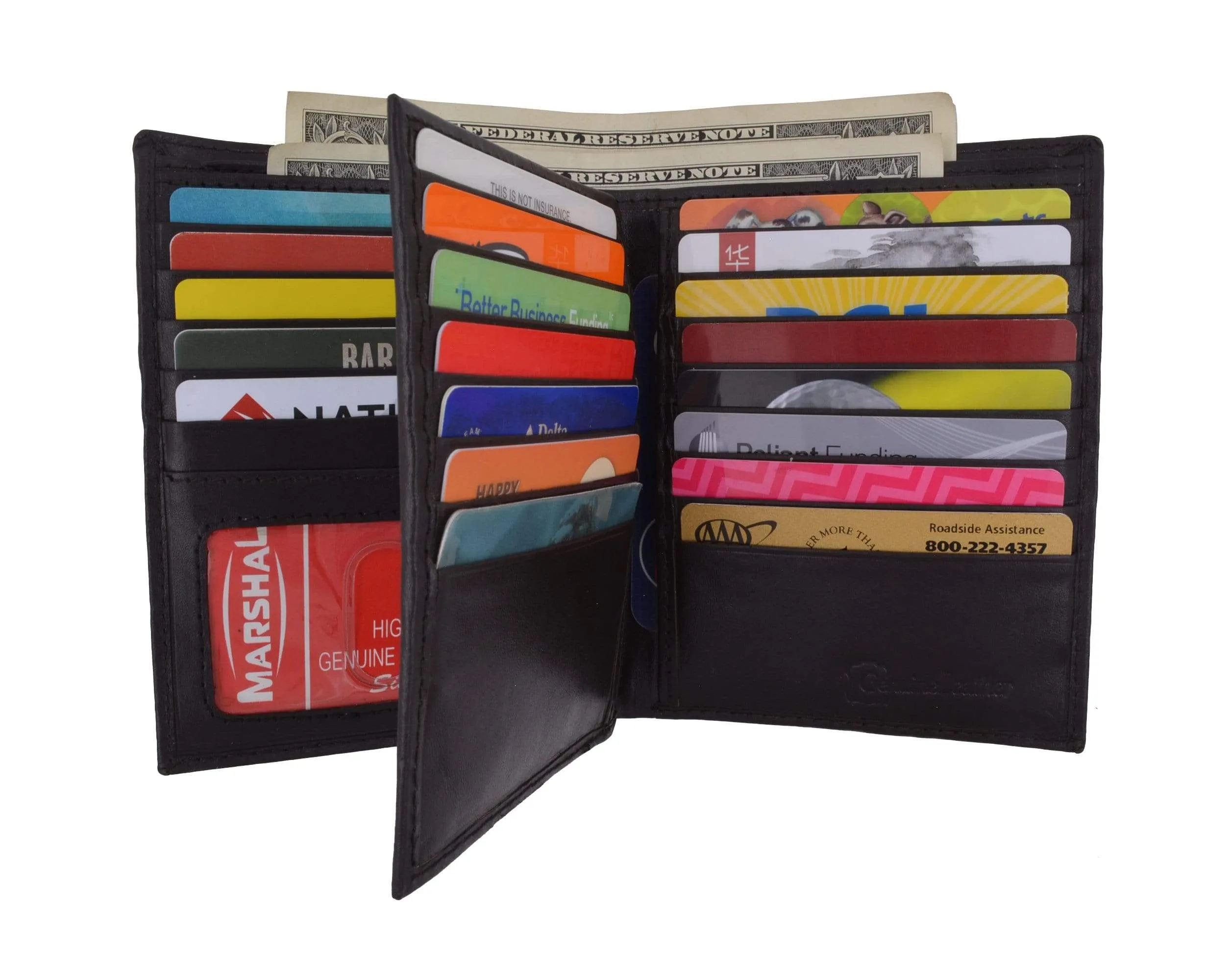 Men's Hipster Bifold Genuine Leather Multi-Card ID Holder European Wallet