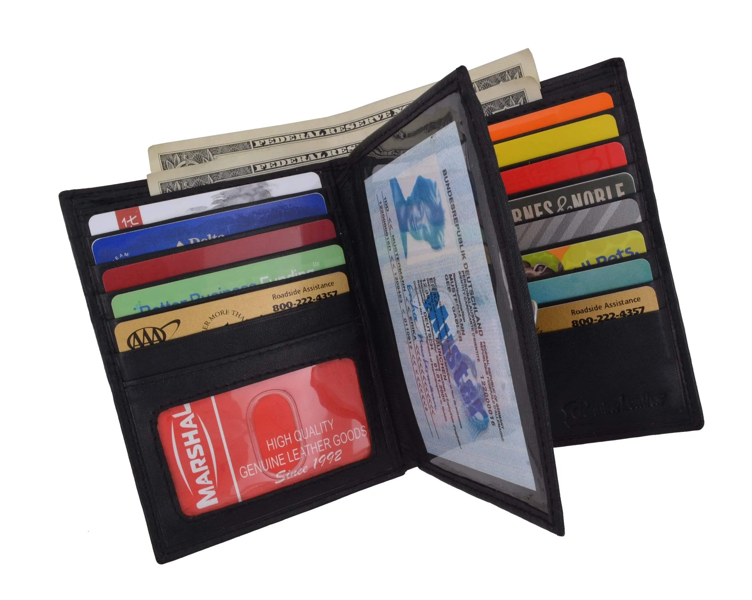 Men's Hipster Bifold Genuine Leather Multi-Card ID Holder European Wallet