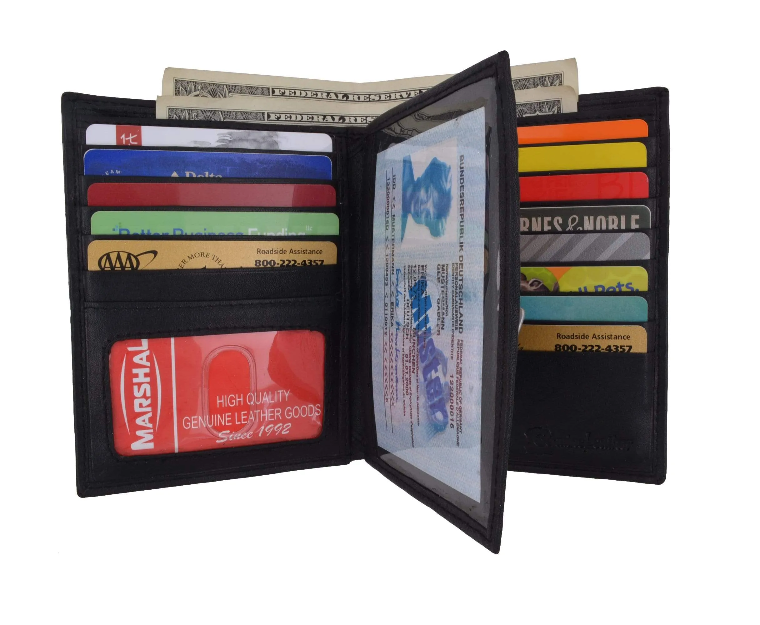 Men's Hipster Bifold Genuine Leather Multi-Card ID Holder European Wallet