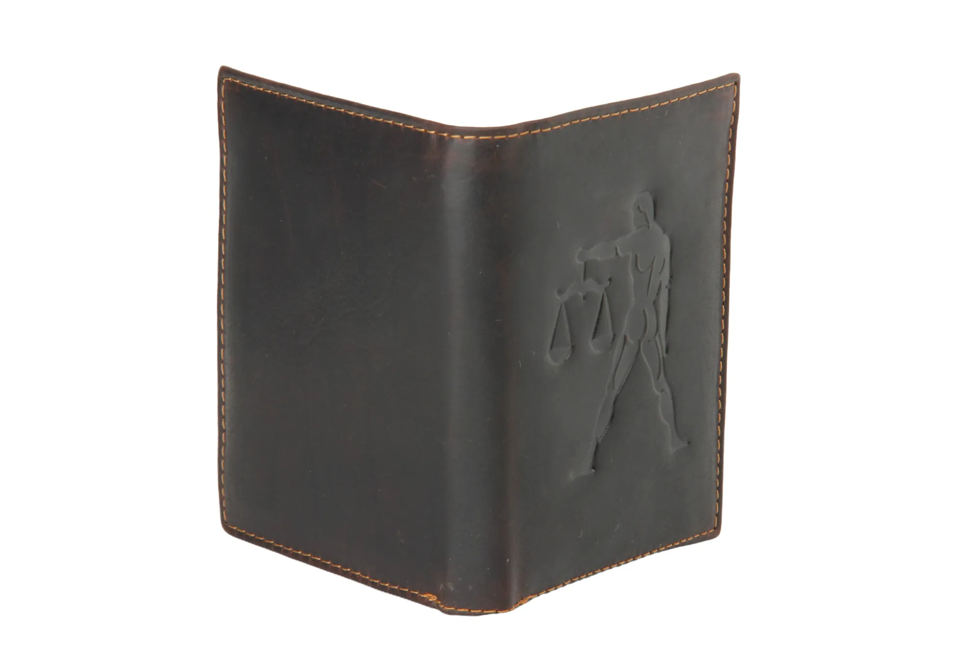 Mens leather wallet with zodiac sign 92916 (Libra) Brown