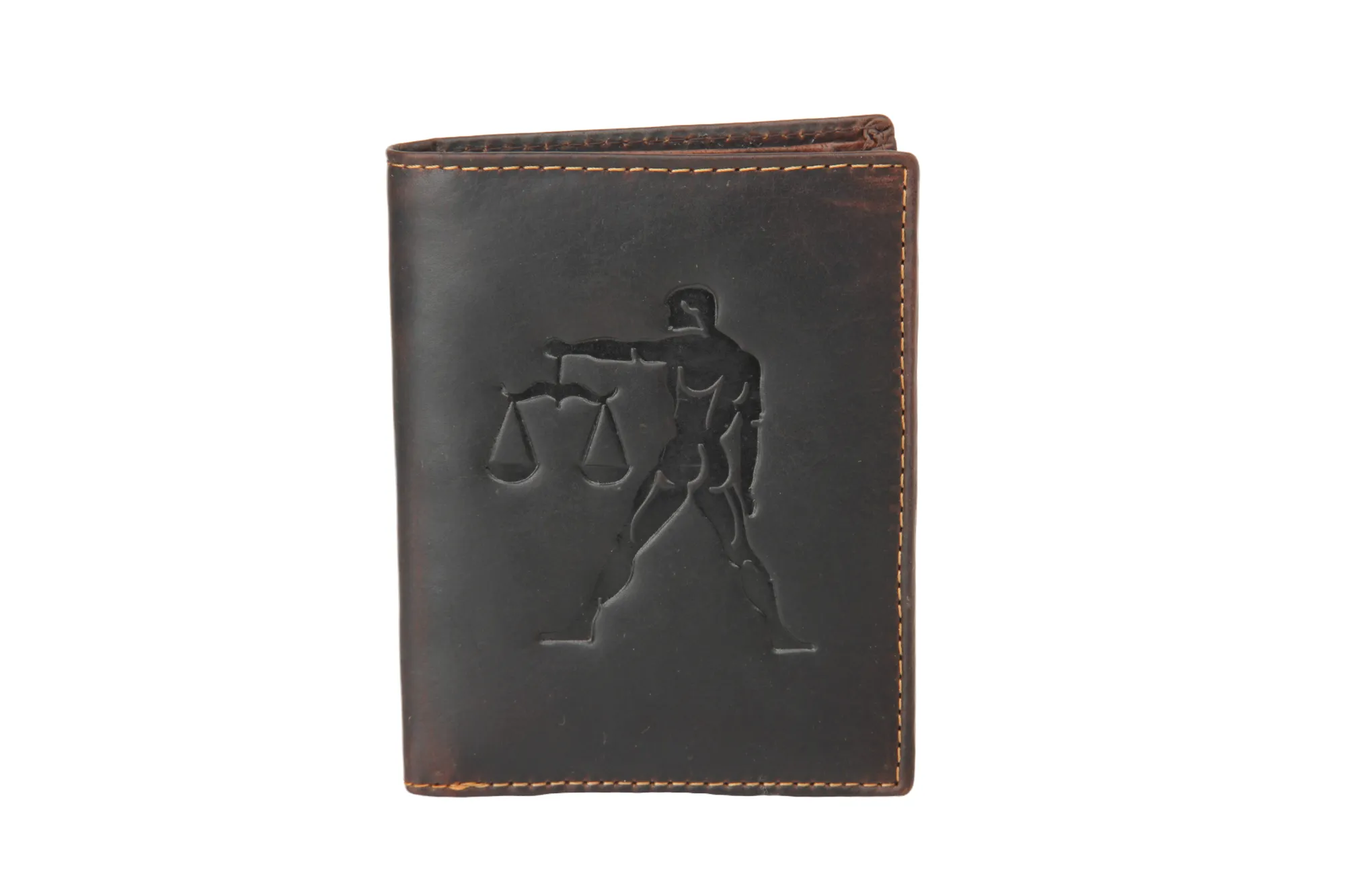 Mens leather wallet with zodiac sign 92916 (Libra) Brown