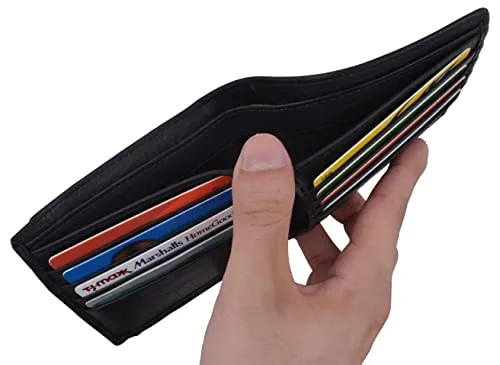 Men's Real Leather Wallet Credit Debit Card Holder RFID Blocking Removable ID Bifold Wallets for Men Gift Box