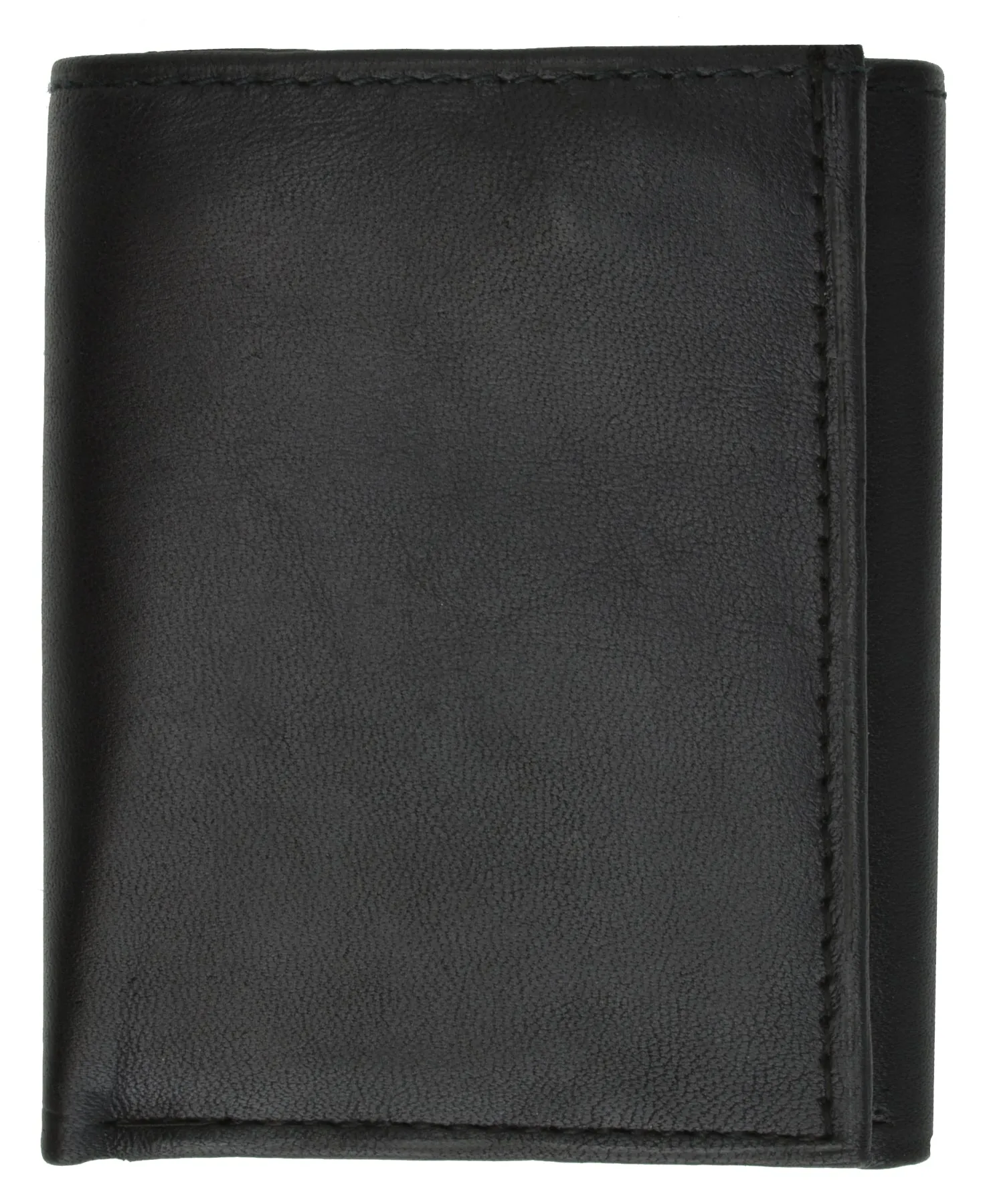 Mens Trifold Genuine Leather RFID Blocking Wallet Black New