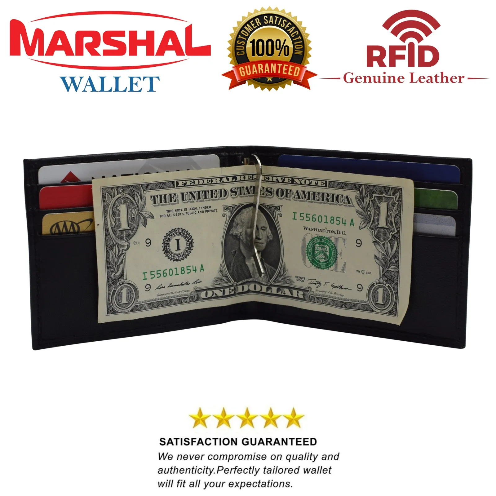 Mens Wallet with Money Clip Slim RFID Front Pocket Wallets for Men