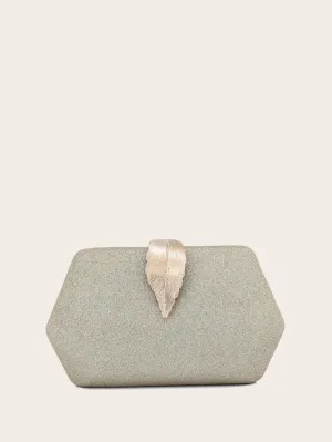 Metal Leaf Decor Chain Box Bag