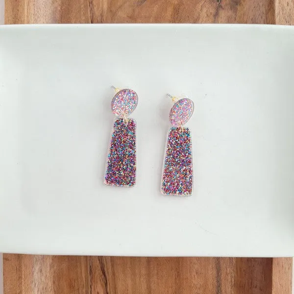 Mia Earrings - Rainbow Glitter