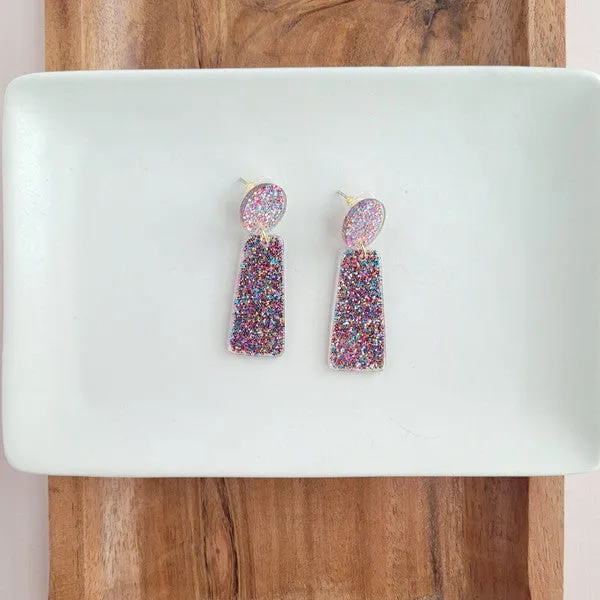 Mia Earrings - Rainbow Glitter