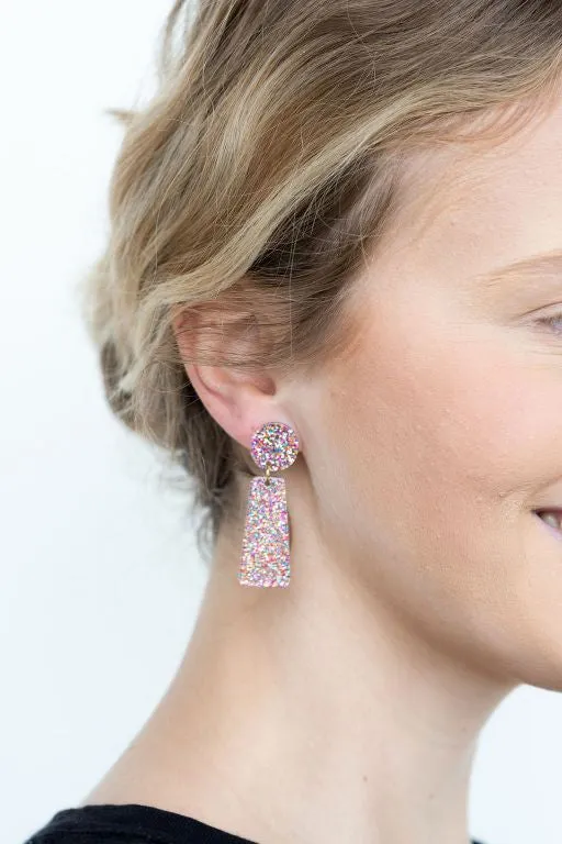 Mia Earrings - Rainbow Glitter