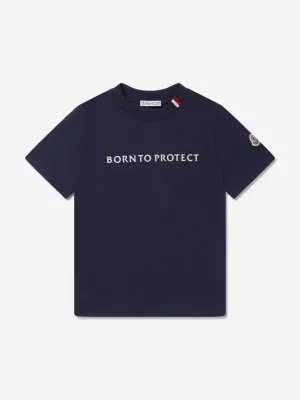 Moncler Enfant Kids Born To Protect T-Shirt in Navy