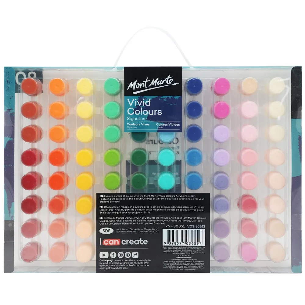 Mont Marte Vivid Colours Acrylic Paint Set 80pc