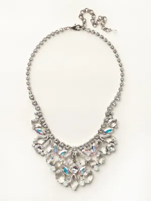 Multi-Cut Crystal Collage Bib Necklace - NCZ15ASWBR