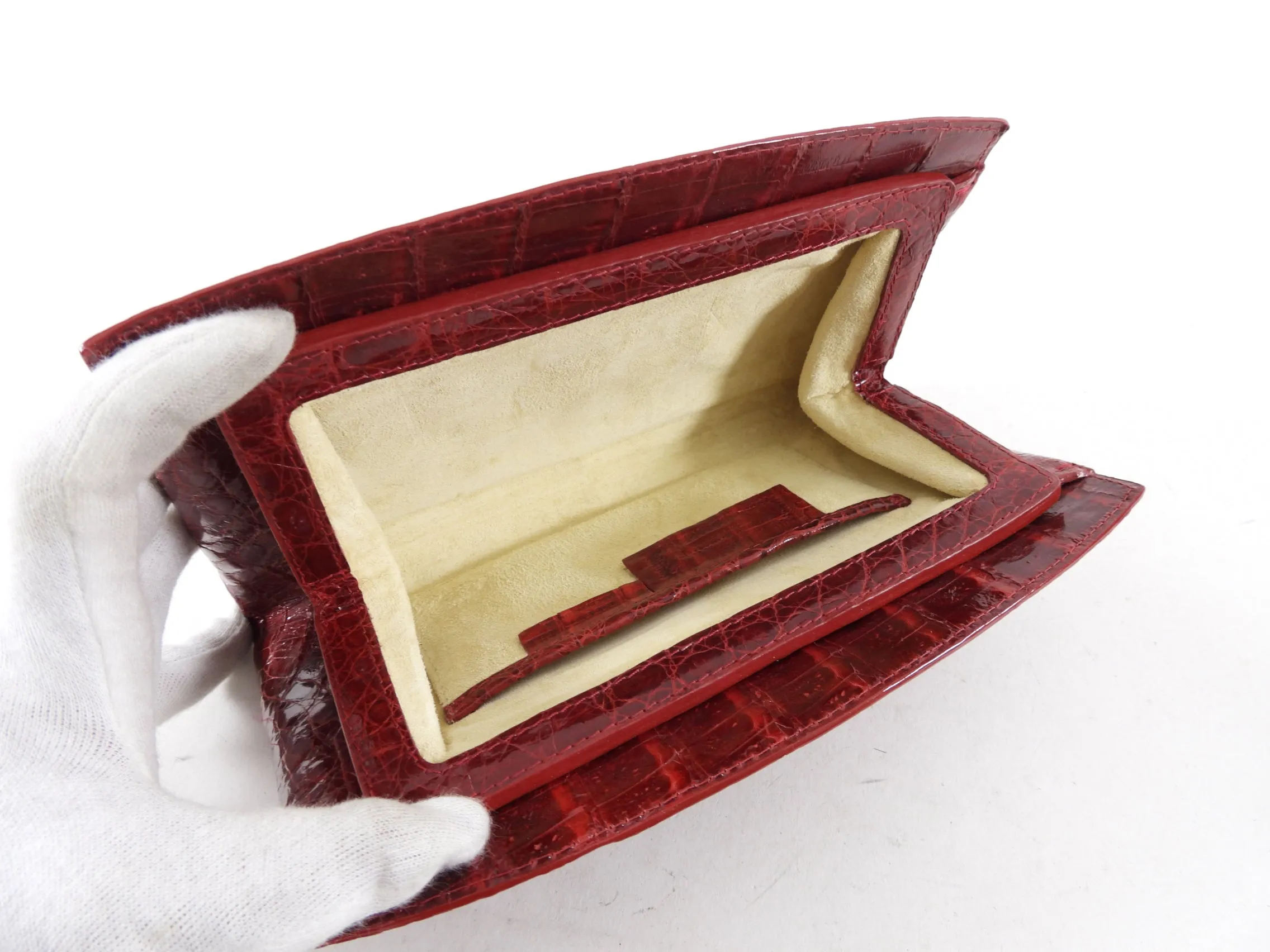 Nancy Gonzalez Dark Red Crocodile Mini Evening Clutch Bag