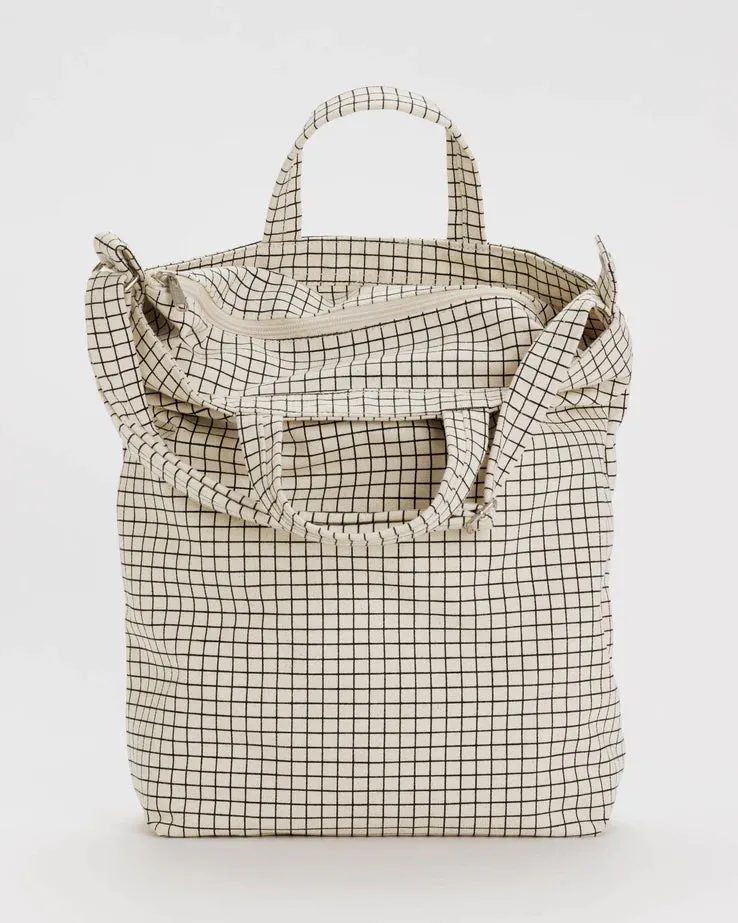 Natural Grid Zip Duck Bag