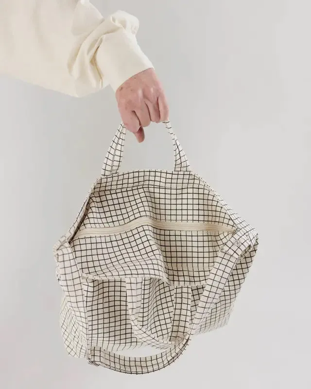 Natural Grid Zip Duck Bag