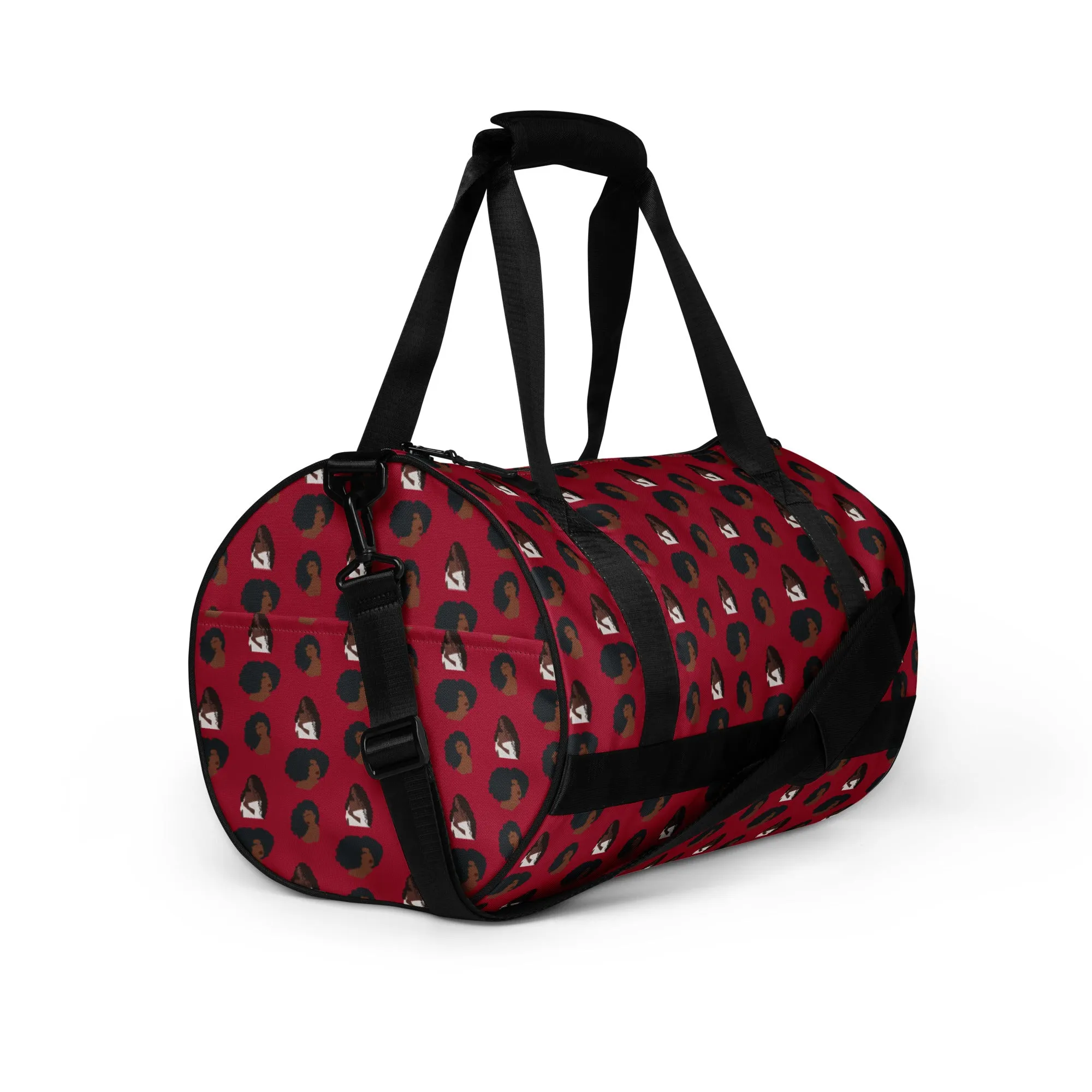 Natural Hair Love Burgundy All-over print gym bag