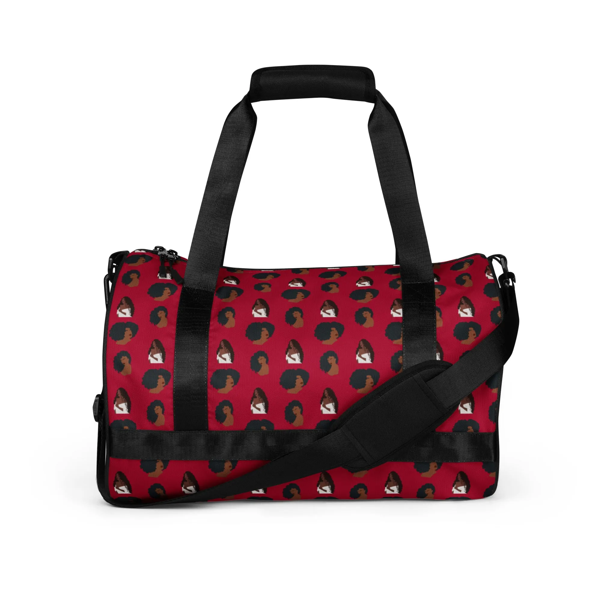 Natural Hair Love Burgundy All-over print gym bag