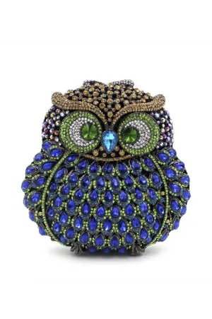 Navy Owl Rhinestone Evening Bag