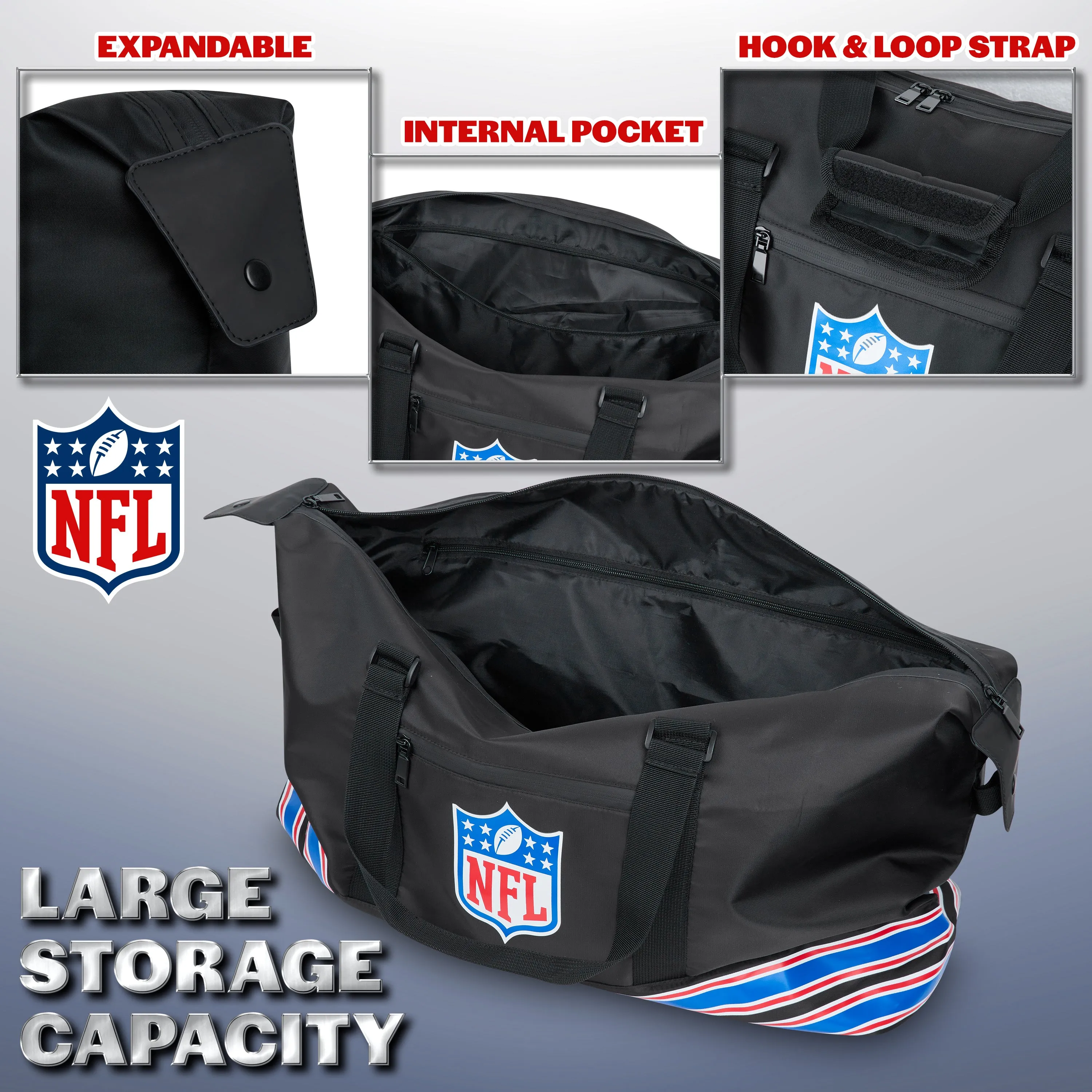 NFL Sports Duffels for Men and Teenagers - Zipped Duffel Bag