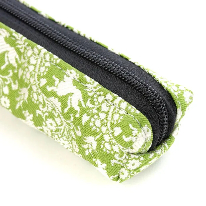 Nishijin-ori Pencil Case - Flower and Dog - ,  Made in Kyoto, Japan,  Japanese traditional craft pen case