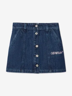 Off-White Girls Bookish Glitter Denim Skirt in Blue