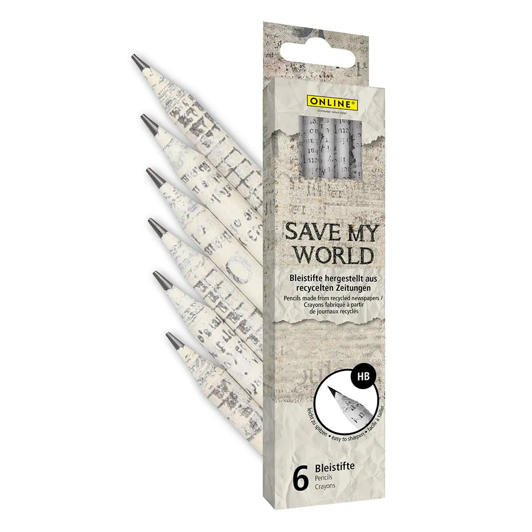 ONLINE Recycled Paper Pencil HB set of 6