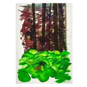 ORIGINAL WATERCOLOUR OF DHANAKOSA IN SCOTLAND 'FAIRY FERNS' - ANDREW LOGAN 2002