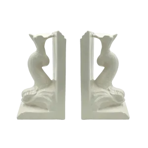 Pair of Cream Dolphin Bookends