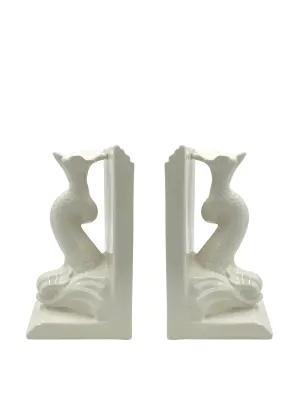 Pair of dolphin bookends in cream