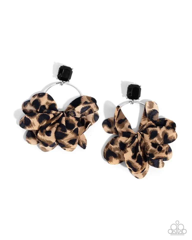 Paparazzi Earring ~ Charming Cheetah - Black