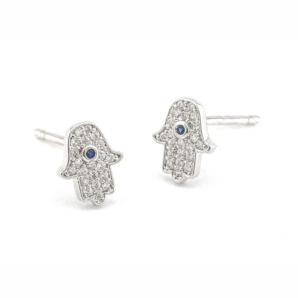 Pave Mini Hamsa Earrings