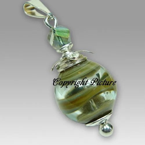 Peaceful Meadow Artistic Glass Cremation Pendant