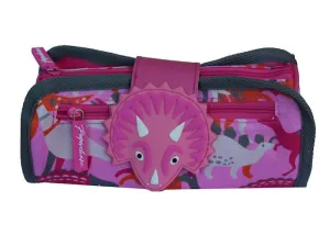 Pink Dinosaur Fabric Roll Pencil Case