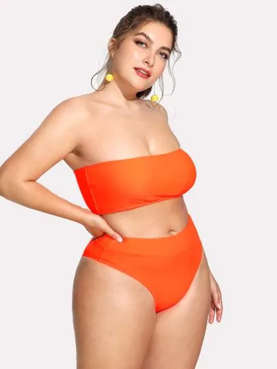 *PLUS DOLL* “Splendid” 2 piece high waist plus size bikini swimsuit