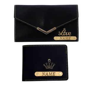 Premium Quality Customized Wallet Combo For Couple | Black Color