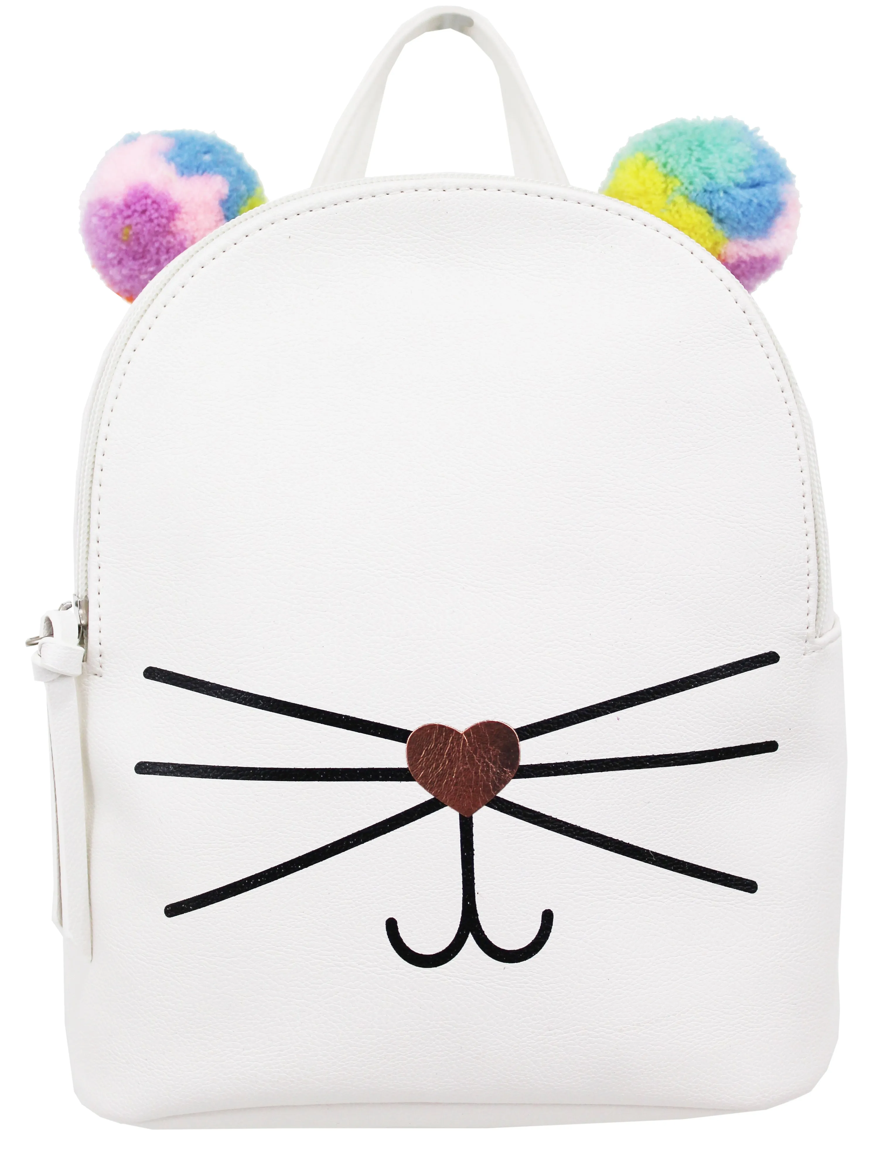 Rainbow Pom Emma Backpack in Bone